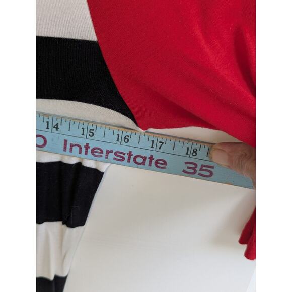 EXPRESS SZ L Cotton/Rayon Top Red/Navy/White Blouse Shirt 3/4 Sleeves Patriotic - Picture 5 of 7